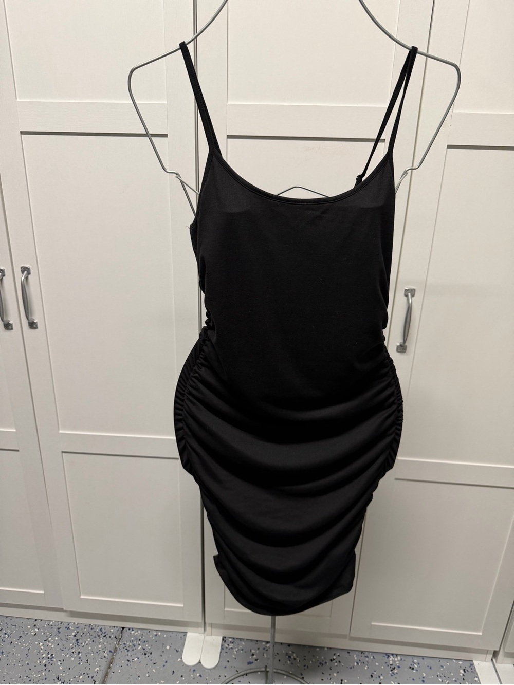 Fashion Nova Black Ruched Mini Dress